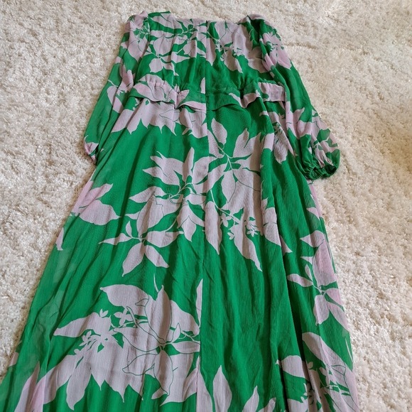 Danny and Nicole Green Pink Floral Twist Front Maxi Dress 14W - Picture 7 of 10